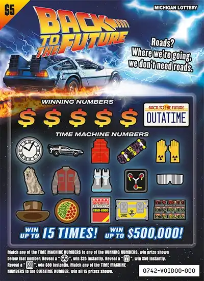 Michigan Lottery Back To The Future Scratch-Off Ticket