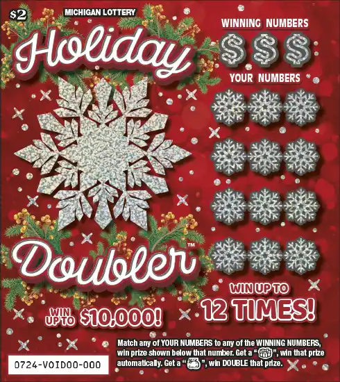 Michigan Lottery Holiday Doubler Scratch-Off Ticket