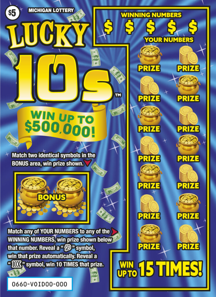 Michigan Lottery Lucky 10s Scratch-Off Ticket