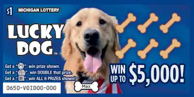 Michigan Lottery Lucky Dog Scratch-Off Ticket
