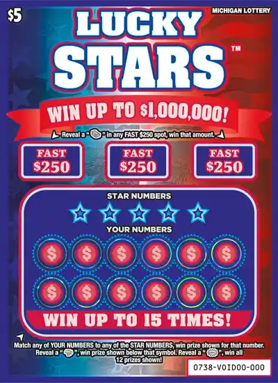 Michigan Lottery Lucky Stars Scratch-Off Ticket