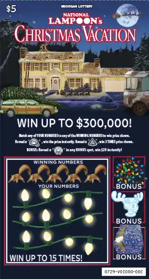 Michigan Lottery NATIONAL LAMPOON'S CHRISTMAS VACATION Scratch-Off Ticket