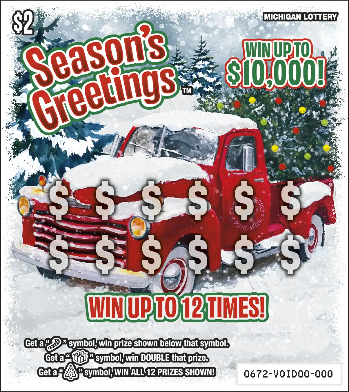 Michigan Lottery Season's Greetings Scratch-Off Ticket
