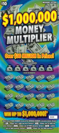 Missouri Lottery $1,000,000 MONEY MULTIPLIER Scratcher Ticket
