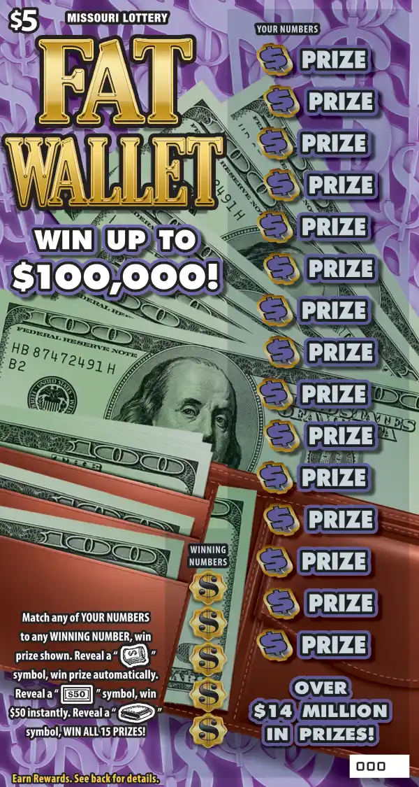 Missouri Lottery FAT WALLET Scratcher Ticket