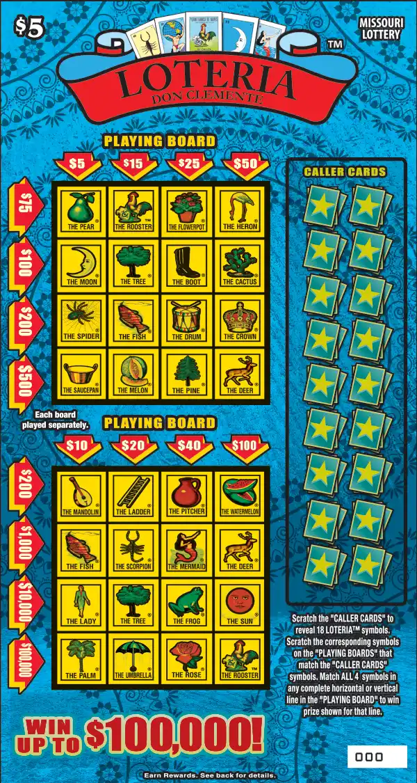 Missouri Lottery LOTERIA Scratcher Ticket