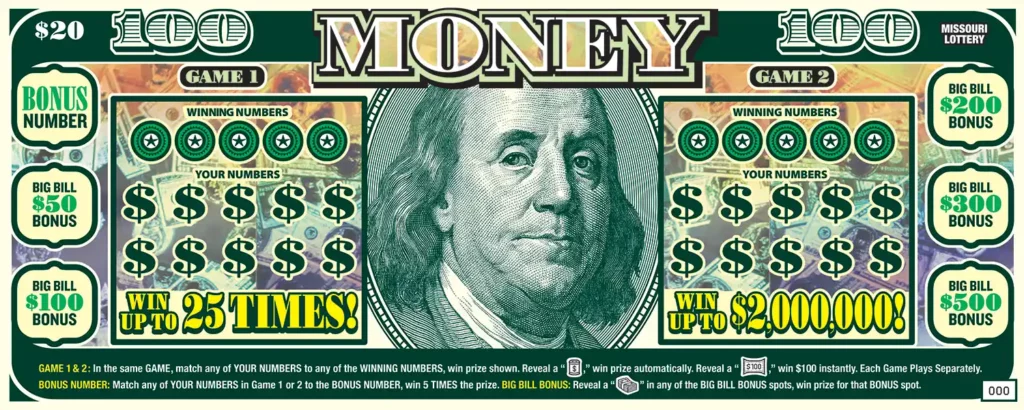 Missouri Lottery MONEY Scratcher Ticket