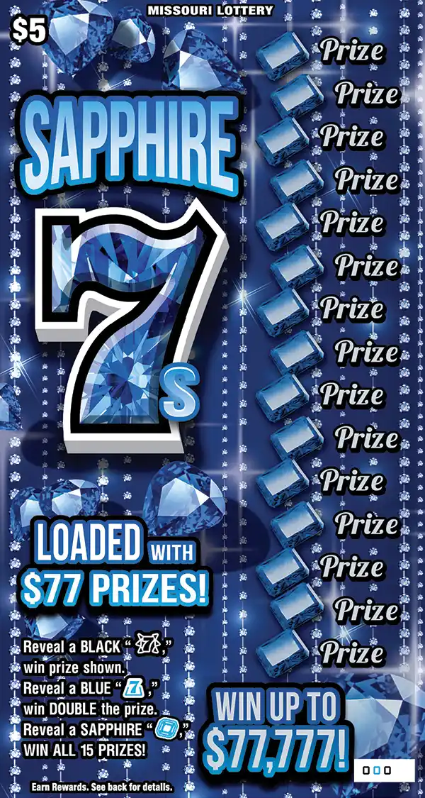 Missouri Lottery SAPPHIRE 7S Scratcher Ticket