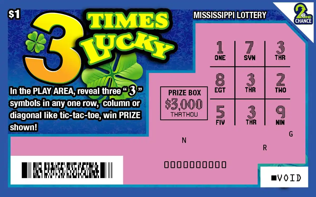 Mississippi Lottery 3 Times Lucky Scratch-Off Ticket