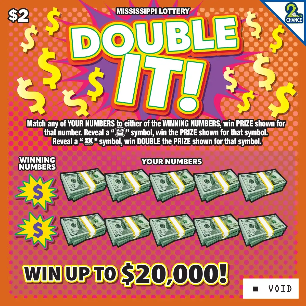 Mississippi Lottery Double It! Scratch-Off Ticket