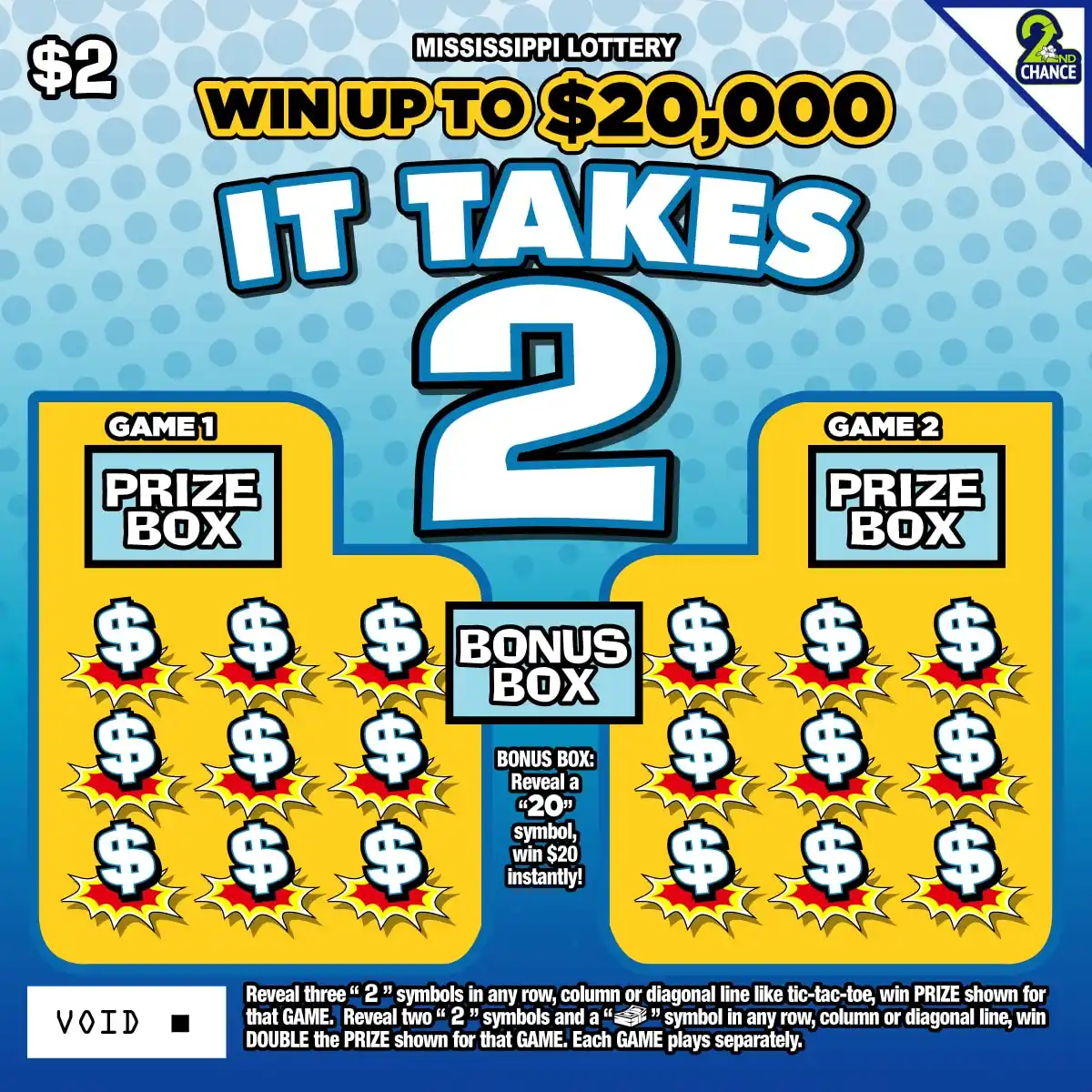 Mississippi Lottery It Takes 2 Scratch-Off Ticket