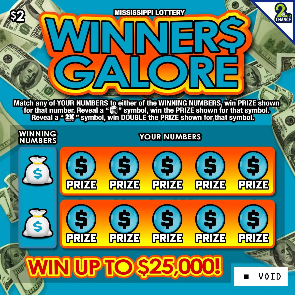 Mississippi Lottery WINNER$ GALORE Scratch-Off Ticket