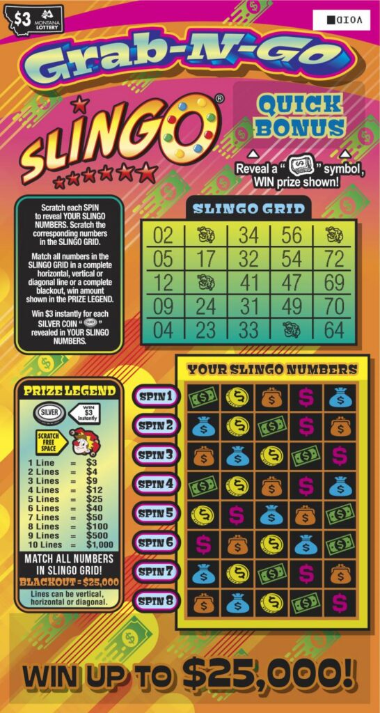 Montana Lottery Grab N Go Slingo® Scratch-Off Game