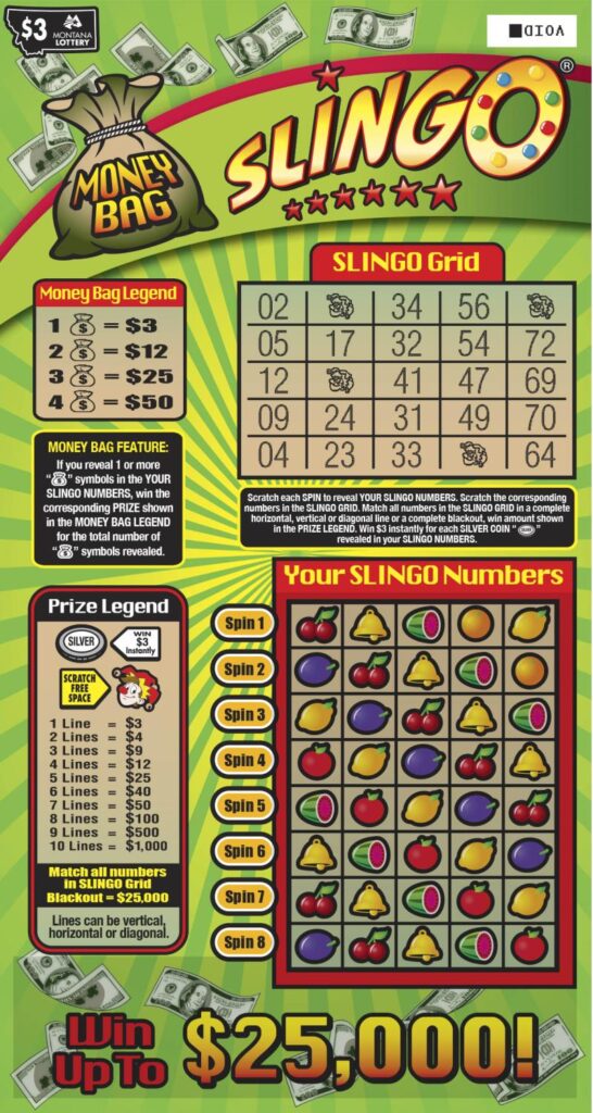 Montana Lottery Money Bag Slingo® Scratch-Off Game