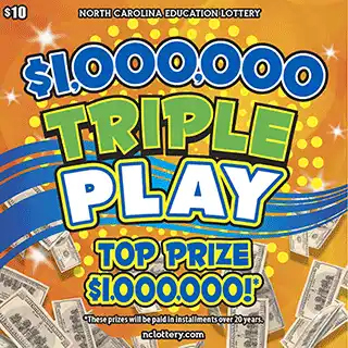 North Carolina Lottery $1,000,000 Triple Play Scratch-Off Ticket