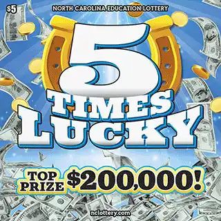 North Carolina Lottery 5 Times Lucky Scratch-Off Ticket