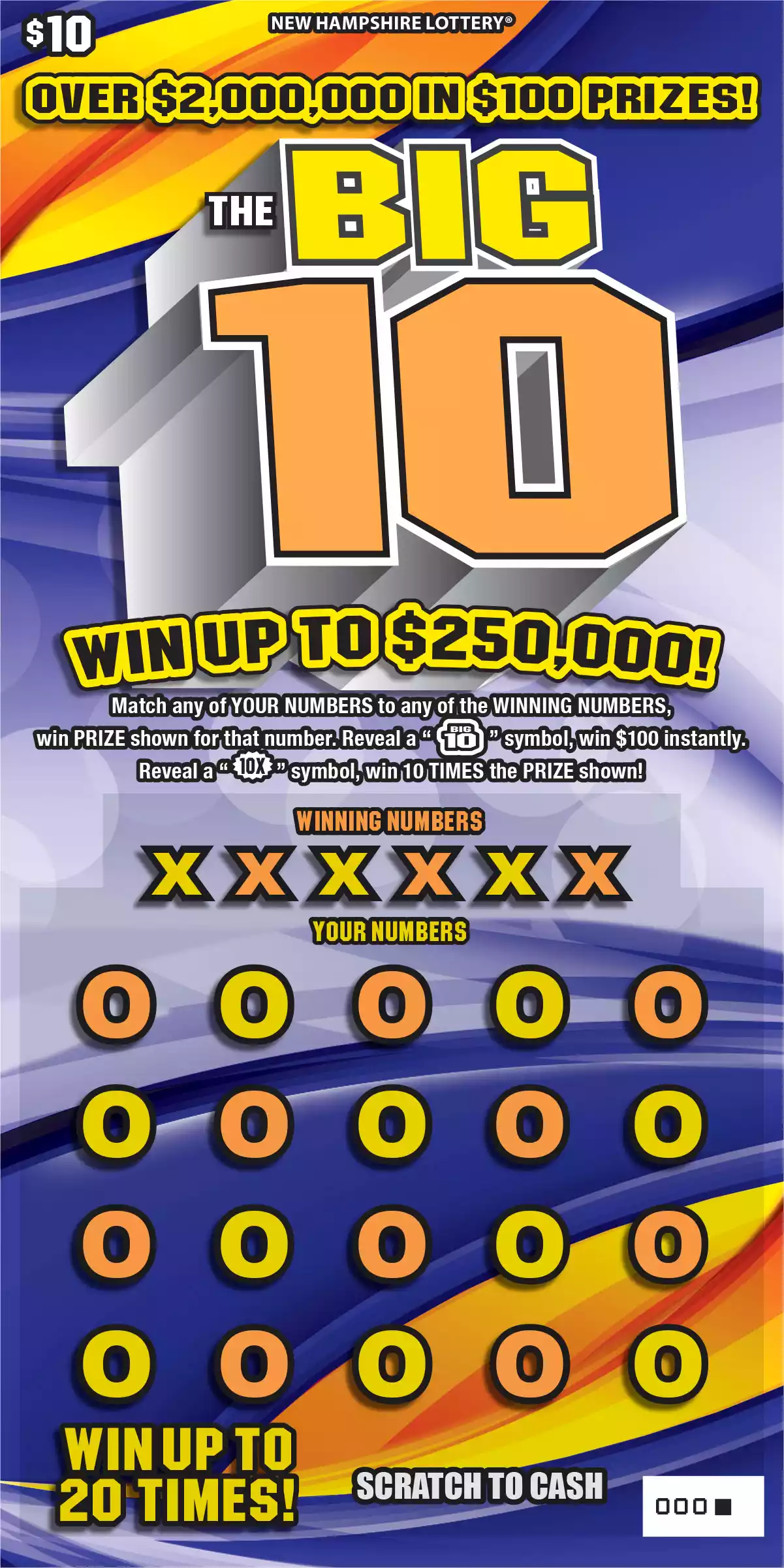 New Hampshire Lottery The Big 10 Scratch-Off Game