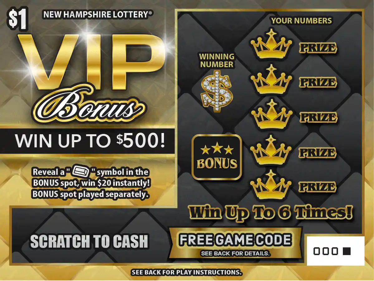 New Hampshire Lottery VIP Bonus Scratch-Off Game