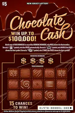 New Jersey Lottery Chocolate Cash Scratch-Off Ticket