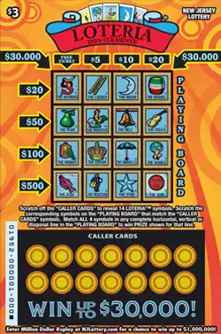 New Jersey Lottery LOTERIA Scratch-Off Ticket