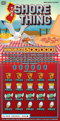 New Jersey Lottery The Shore Thing Scratch-Off Ticket