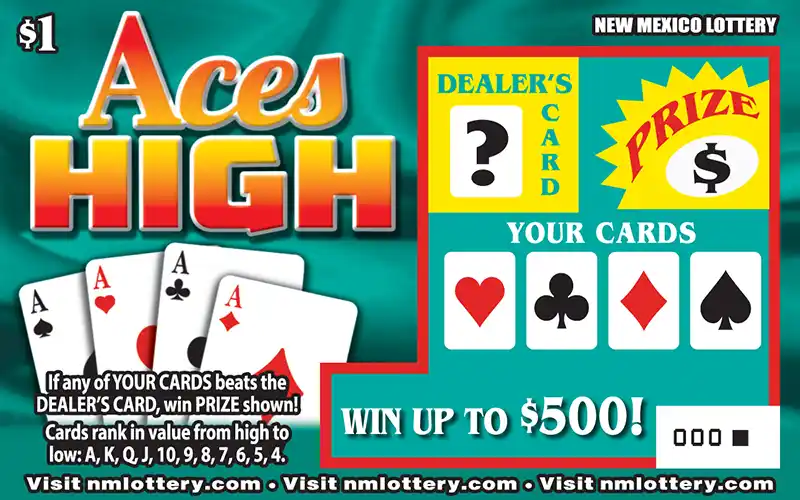 New Mexico Lottery Aces High Scratcher Ticket