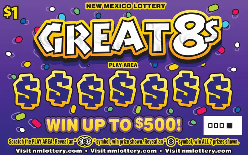 New Mexico Lottery Great 8s Scratcher Ticket