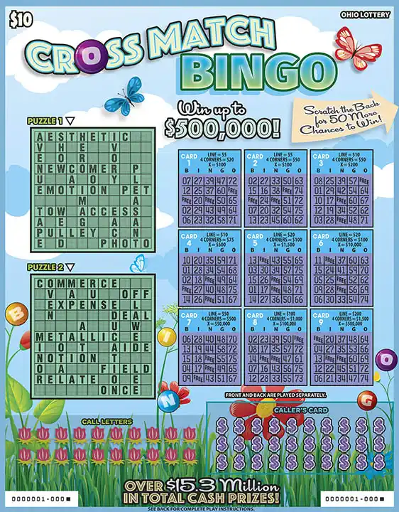 Ohio Lottery Cross Match Bingo Scratch-Off Game