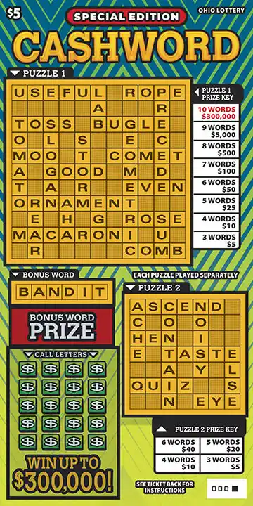Ohio Lottery Special Edition Cashword Scratch-Off Game