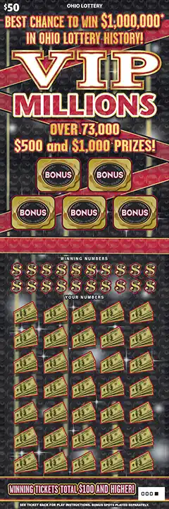 Ohio Lottery VIP Millions Scratch-Off Game