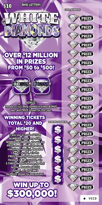 Ohio Lottery White Diamonds Scratch-Off Game