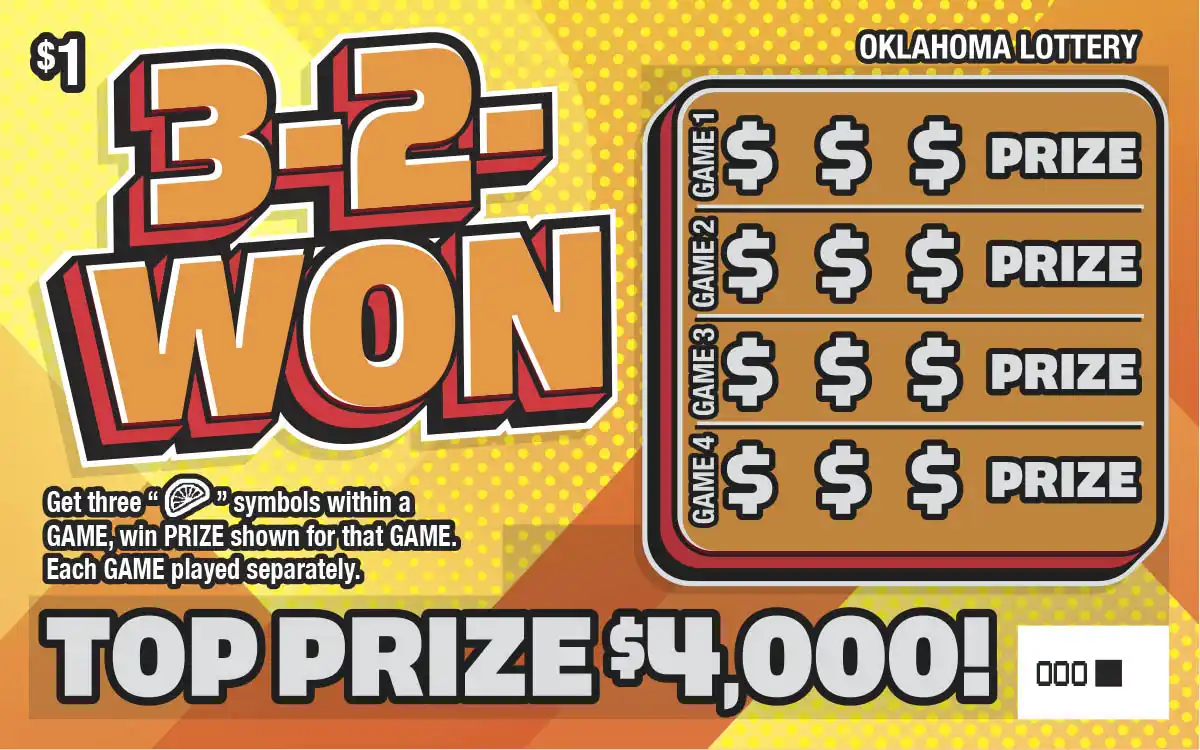 Oklahoma Lottery 3-2-WON Scratcher Ticket