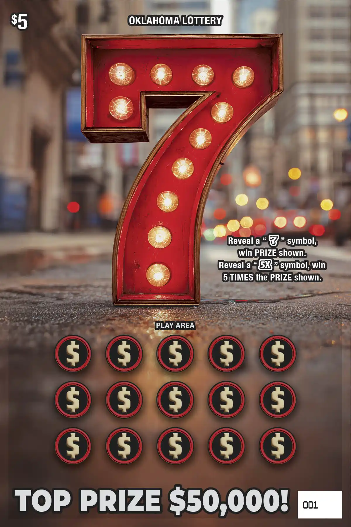 Oklahoma Lottery 7 Scratcher Ticket