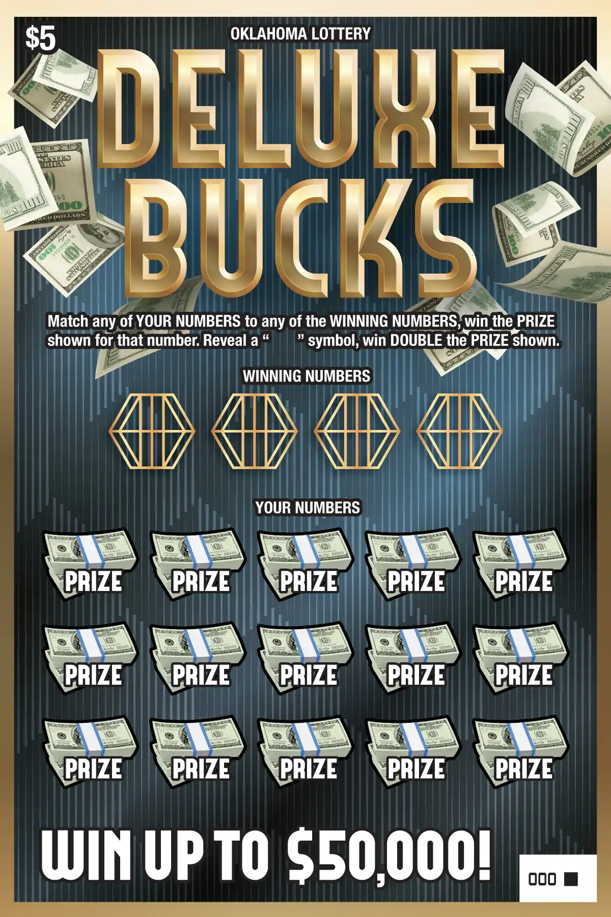 Oklahoma Lottery Deluxe Bucks Scratcher Ticket