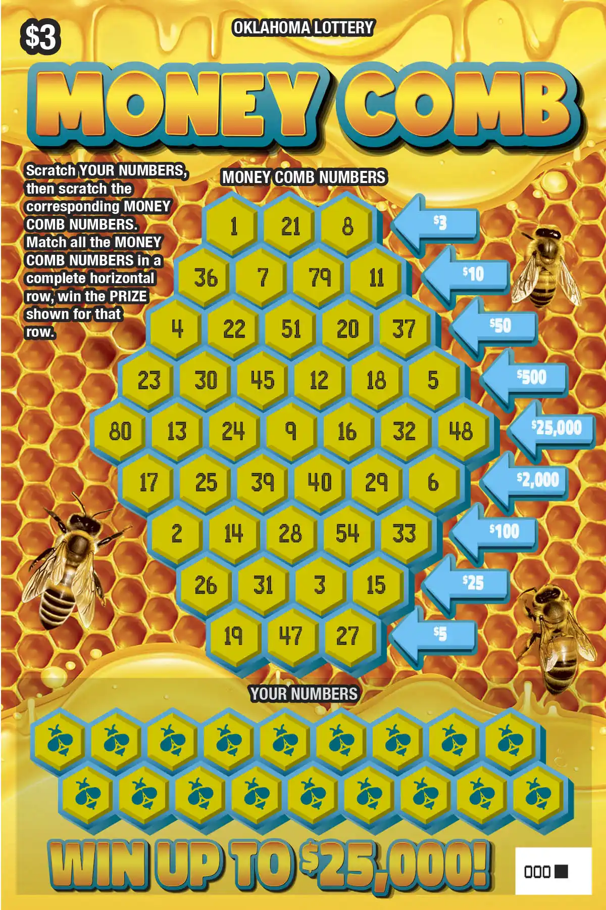 Oklahoma Lottery Money Comb Scratcher Ticket