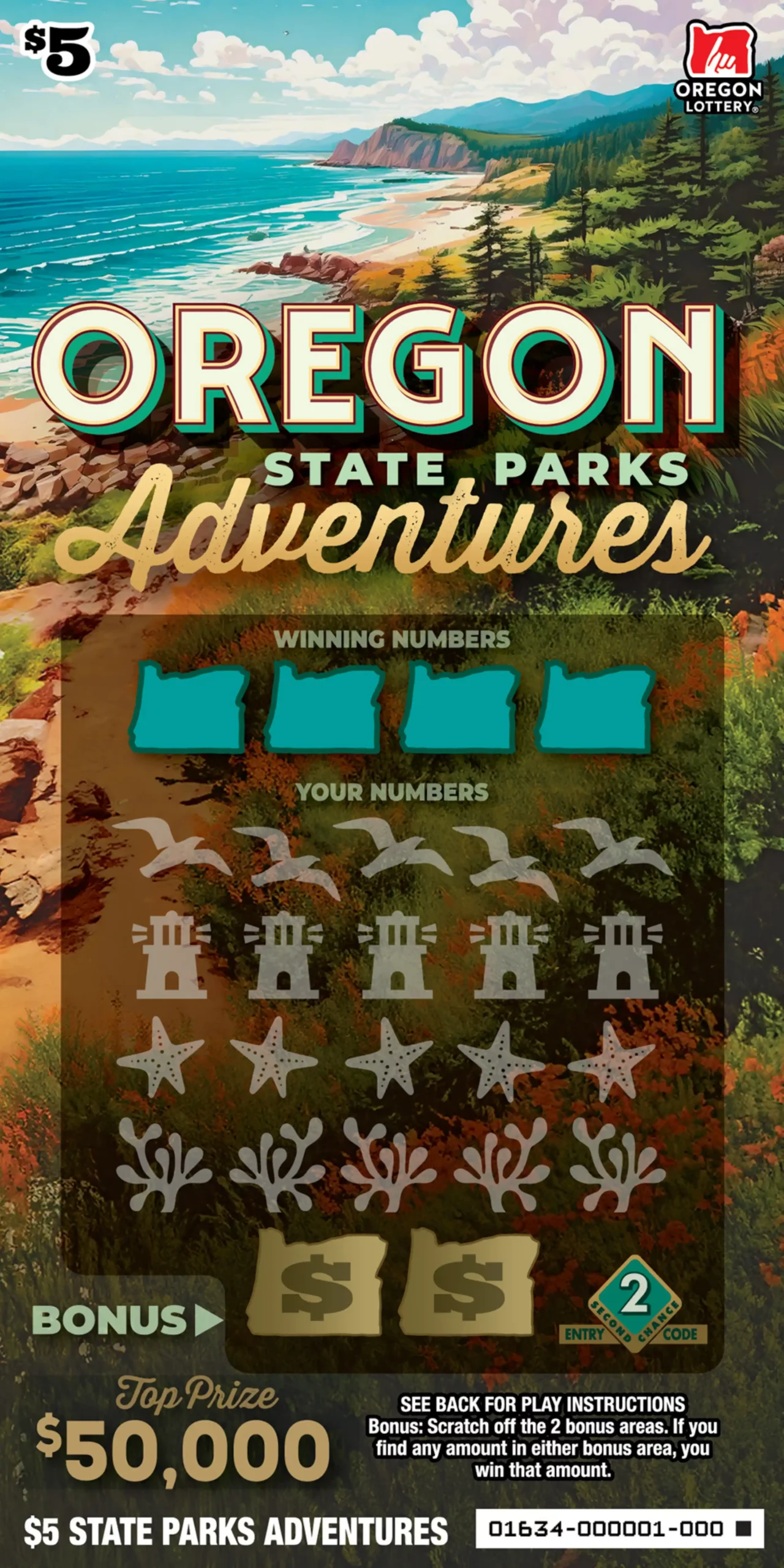 Oregon Lottery State Parks Adventures Scratcher Ticket