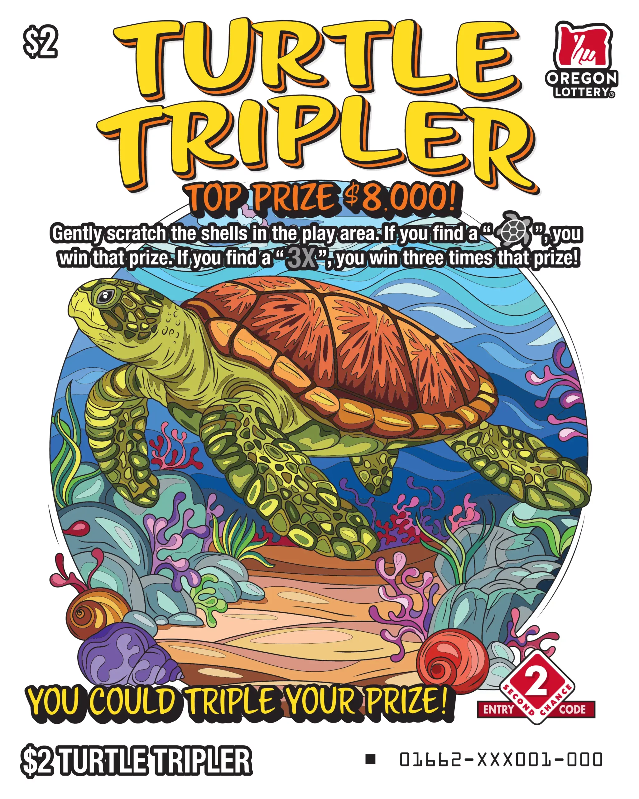 Oregon Lottery Turtle Tripler Scratcher Ticket