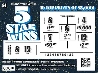 Pennsylvania Lottery 5 Star Wins Scratch-Off Game
