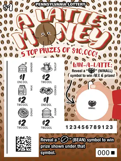 Pennsylvania Lottery A Latte Money Scratch-Off Game