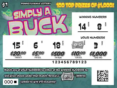Pennsylvania Lottery Simply A Buck Scratch-Off Game