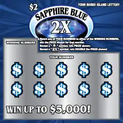 Rhode Island Lottery SAPPHIRE BLUE 2X Instant Ticket