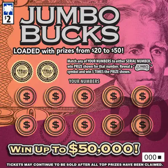 South Carolina Lottery Jumbo Bucks Scratch-Off Game