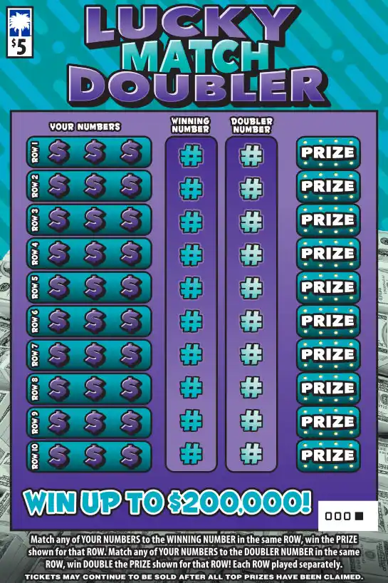 South Carolina Lottery Lucky Match Doubler Scratch-Off Game