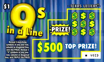 Texas Lottery 9s In A Line Scratch-Off Game