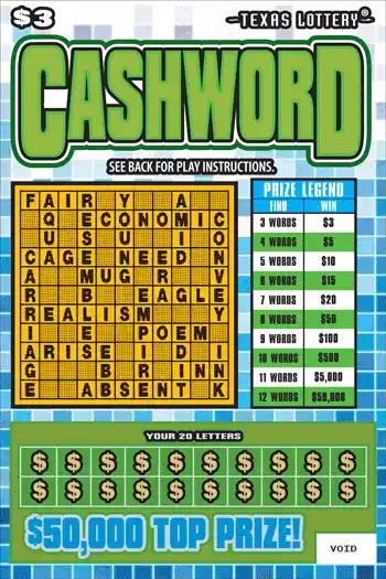Texas Lottery Cashword Scratch-Off Game