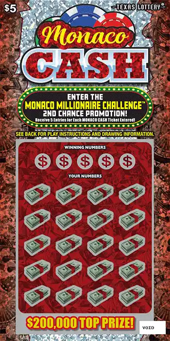 Texas Lottery Monaco Cash Scratch-Off Game