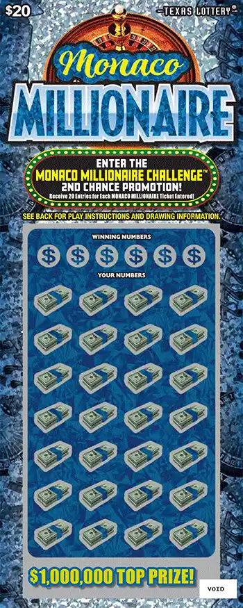 Texas Lottery Monaco Millionaire Scratch-Off Game