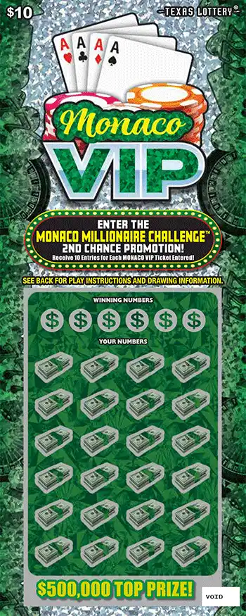 Texas Lottery Monaco VIP Scratch-Off Game