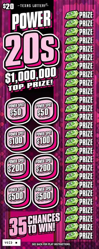 Texas Lottery Power 20s Scratch-Off Game