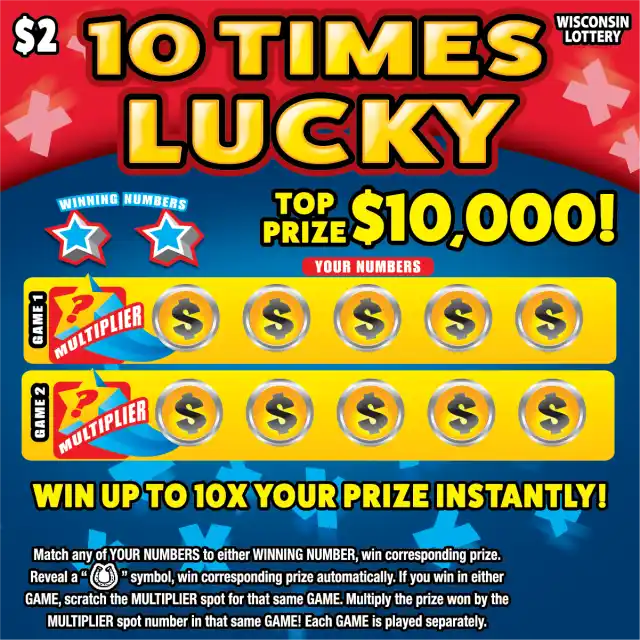 Wisconsin Lottery 10 TIMES LUCKY Scratch-Off Game